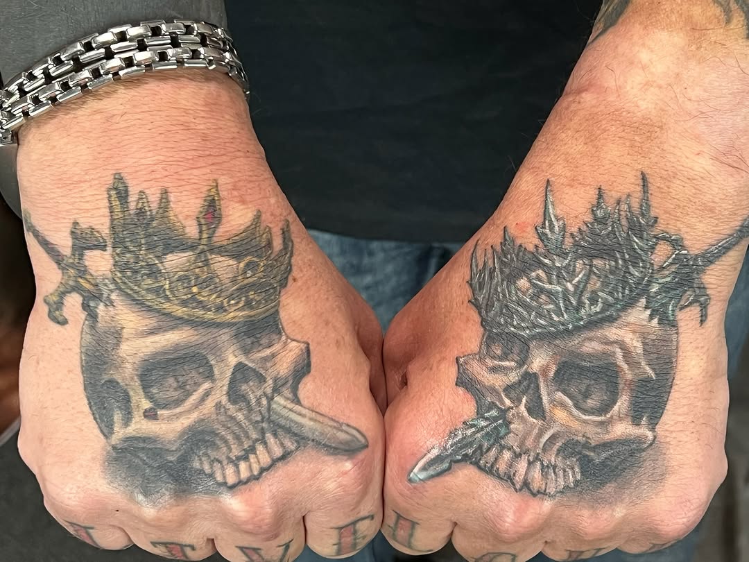 2 Healed Skull Tattoos done by Jesse Neese