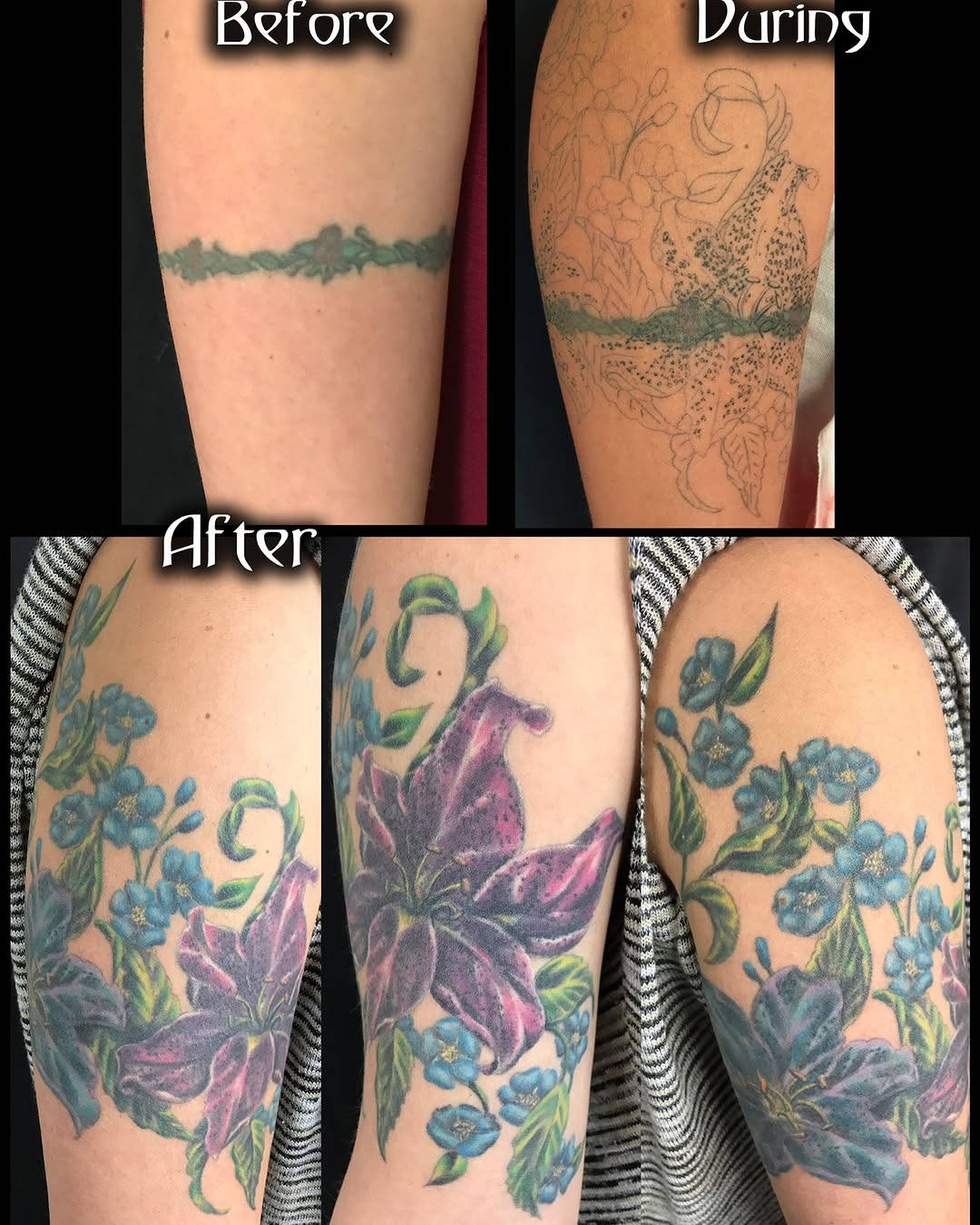 A healed floral cover-up that turned an old band into a…